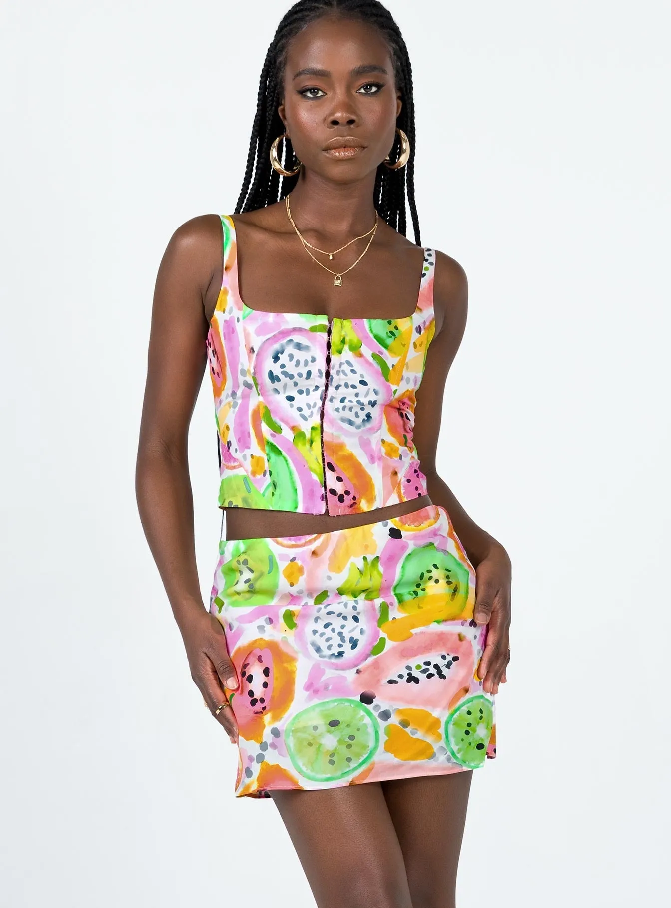 Pinacolada Mini Skirt Multi Polished Touch Heat Dissipating Fabric
