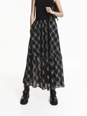 Light Wear Wool Blend Plaid Skirt