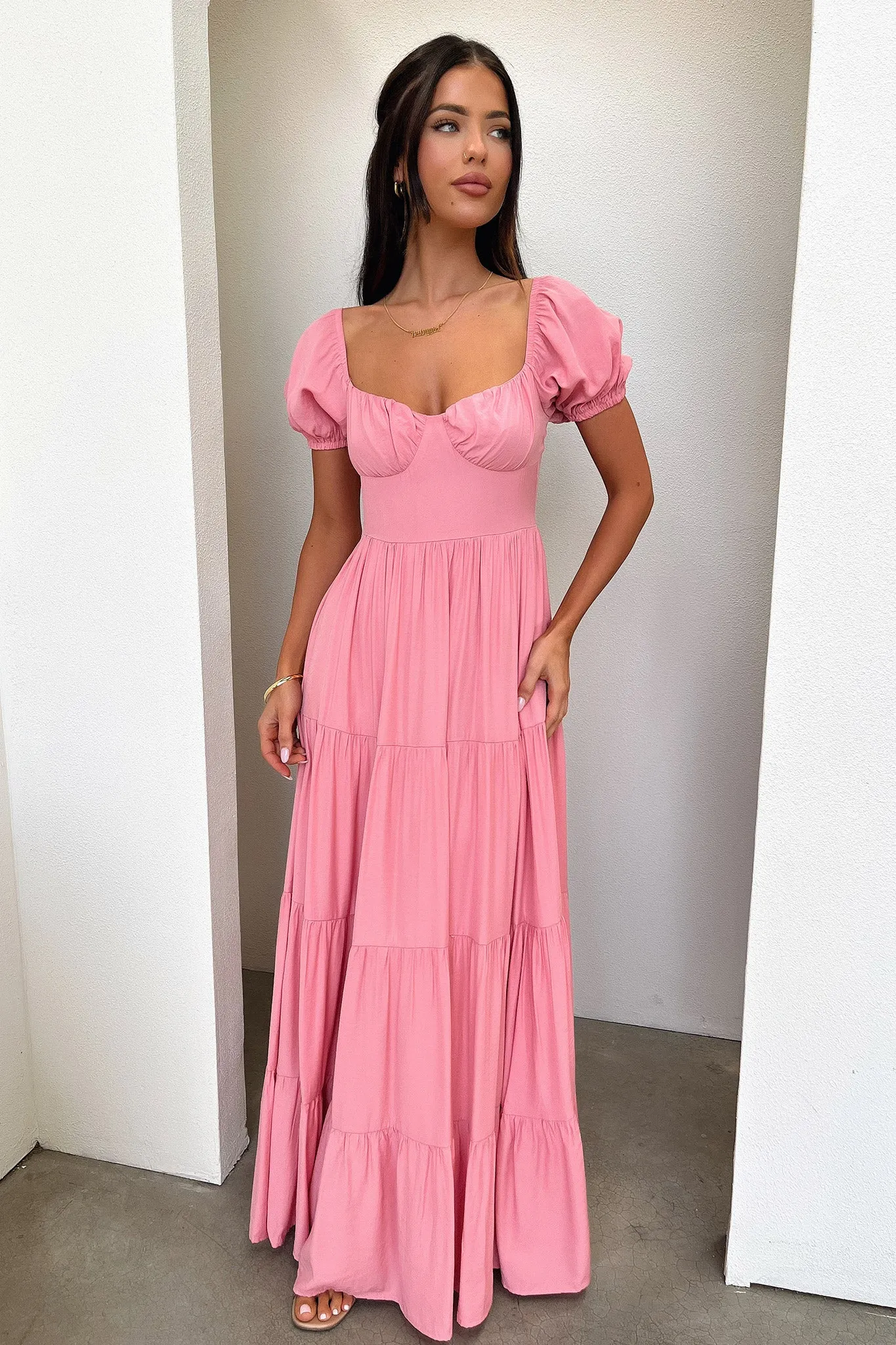 Beige Glow Levona Maxi Dress - Rose