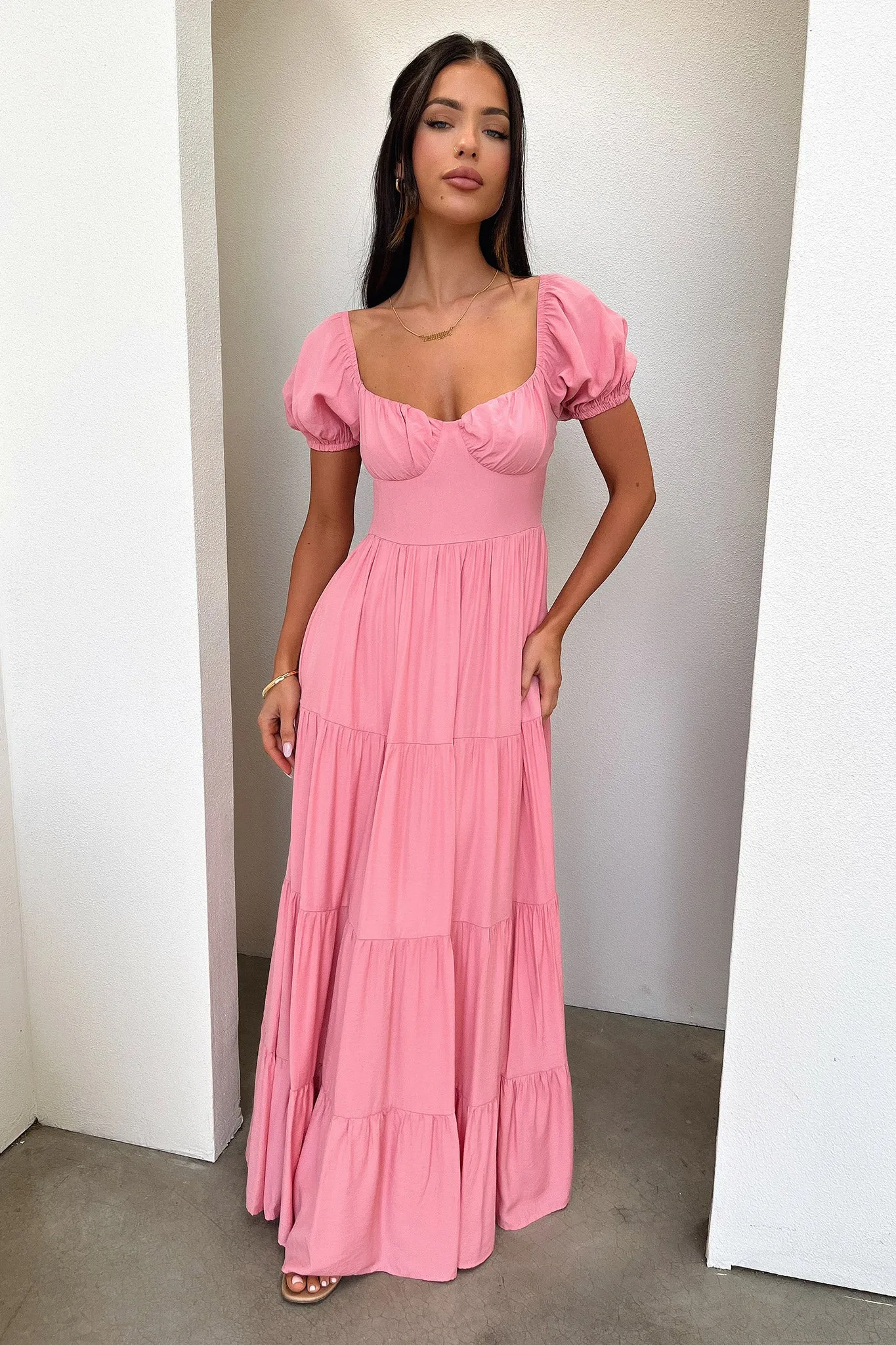 Levona Maxi Dress - Rose Magic Hour Linen Glow