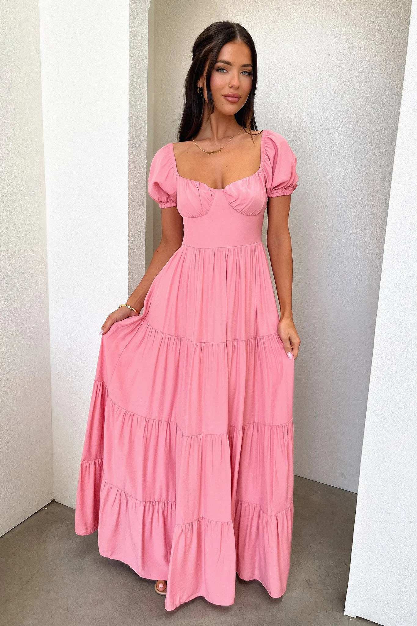 Levona Maxi Dress - Rose Coastal Chic Fashionable day-to-night gown