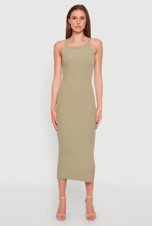 Ocean Breeze Vibrant Comfort Iris Ribbed Knit Side Slit Dress