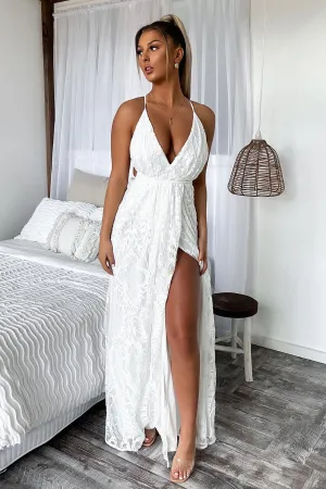 Maxi dress with belt Scarlett Halter Maxi Dress - White