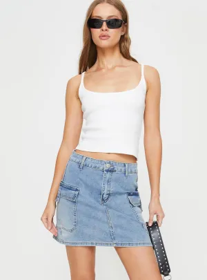 Winthrop Denim Mini Skirt Mid Wash Outfit Mood