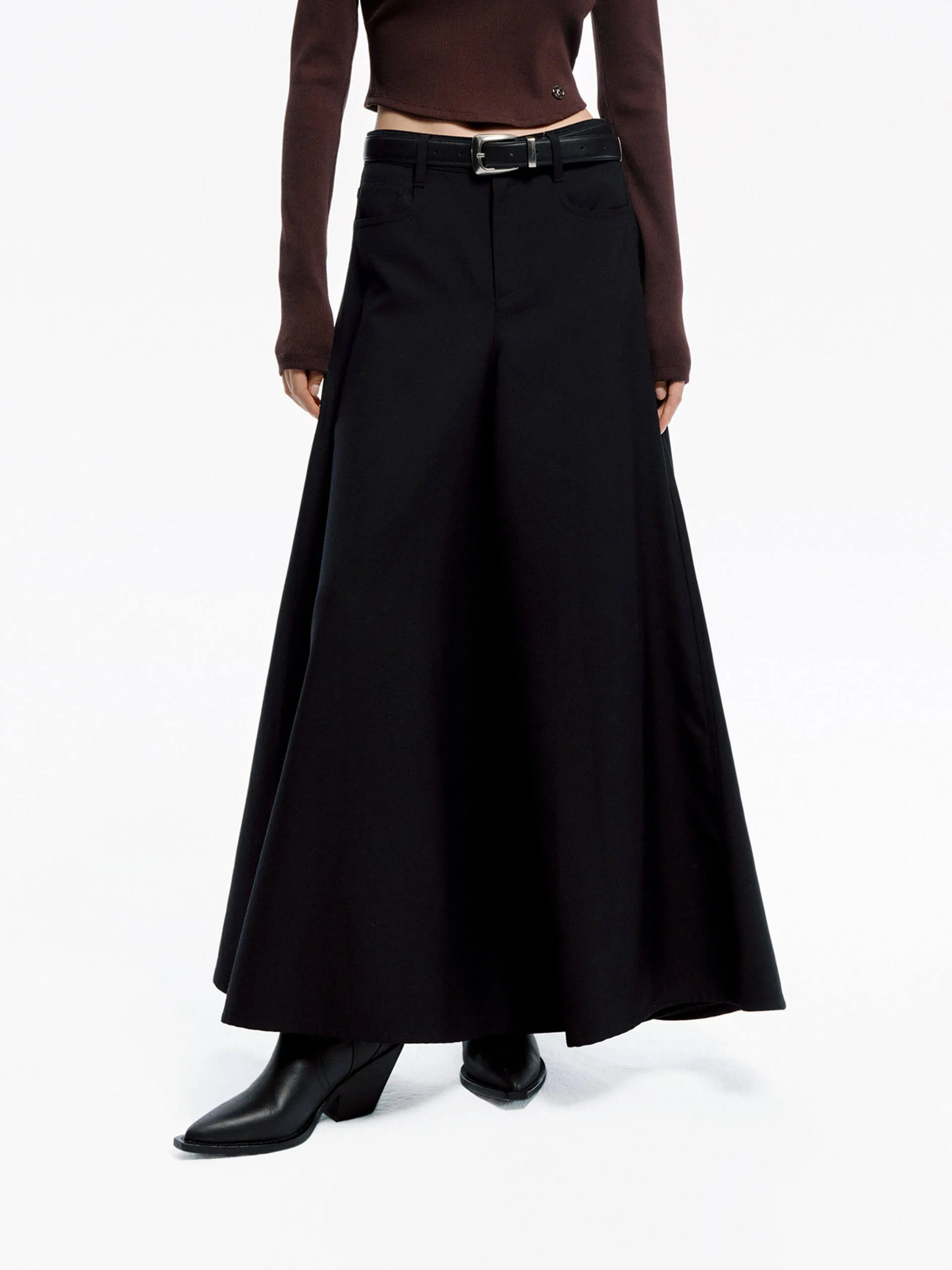 Transitional Wear Wool Blend Maxi Skirt