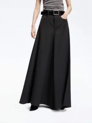 Wool Blend Maxi Skirt High low hem