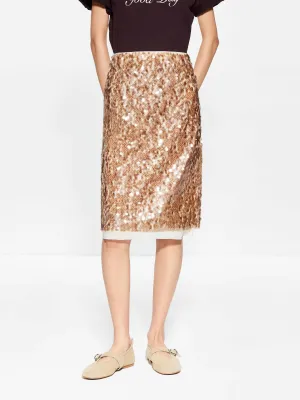 Sequin Layered Straight Skirt Relaxed Look