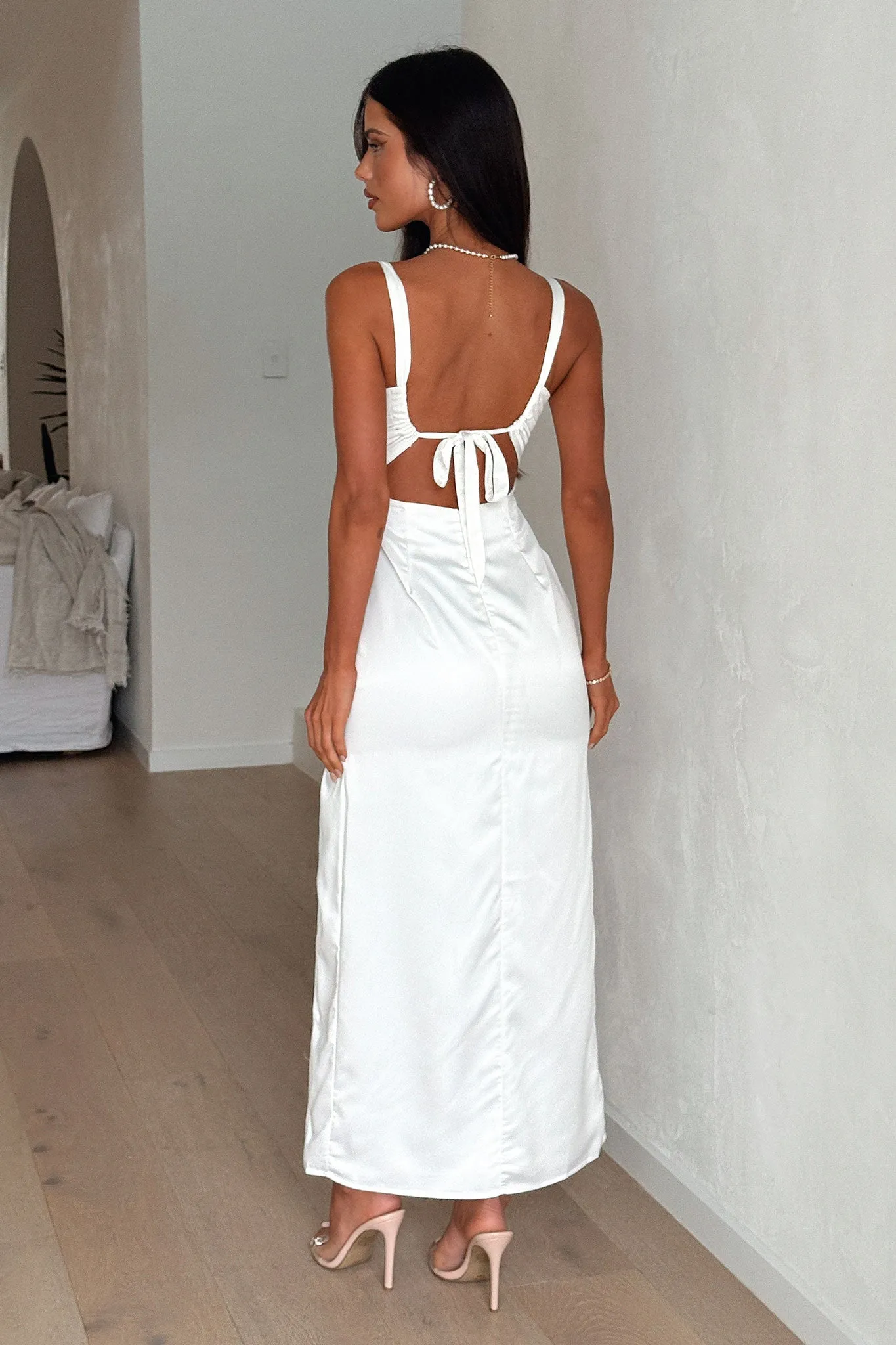 Sorrento Satin Maxi Dress - White Elegant dinner dress Stylish boho dress