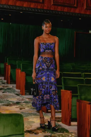 Blue Martina Scarf Beaded Midi Skirt Mall Brand Look