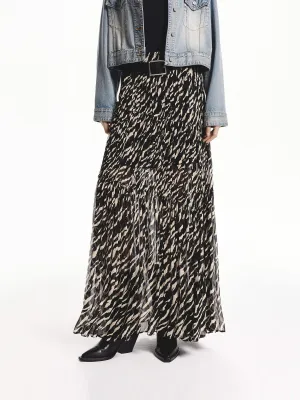 Flowy Tiger Print Skirt Double Stitched