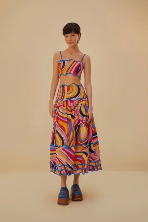 Multicolor Waves Midi Skirt Classic Touch