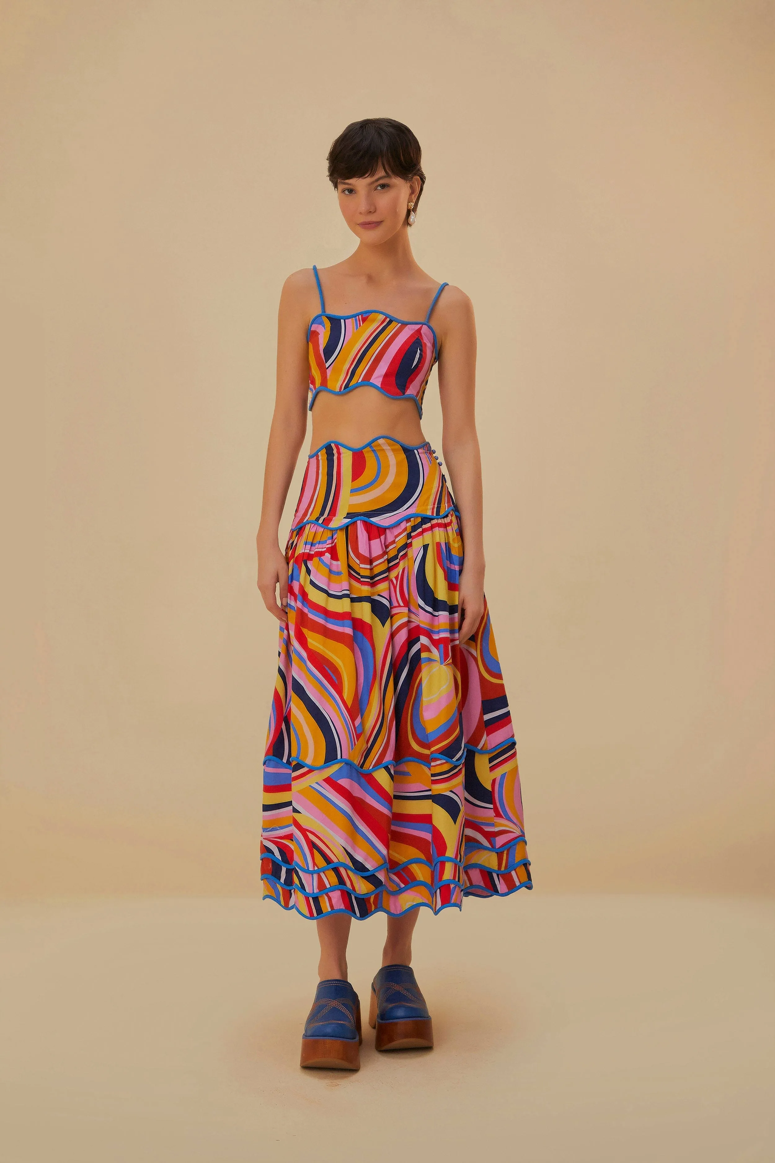 Multicolor Waves Midi Skirt Classic Touch