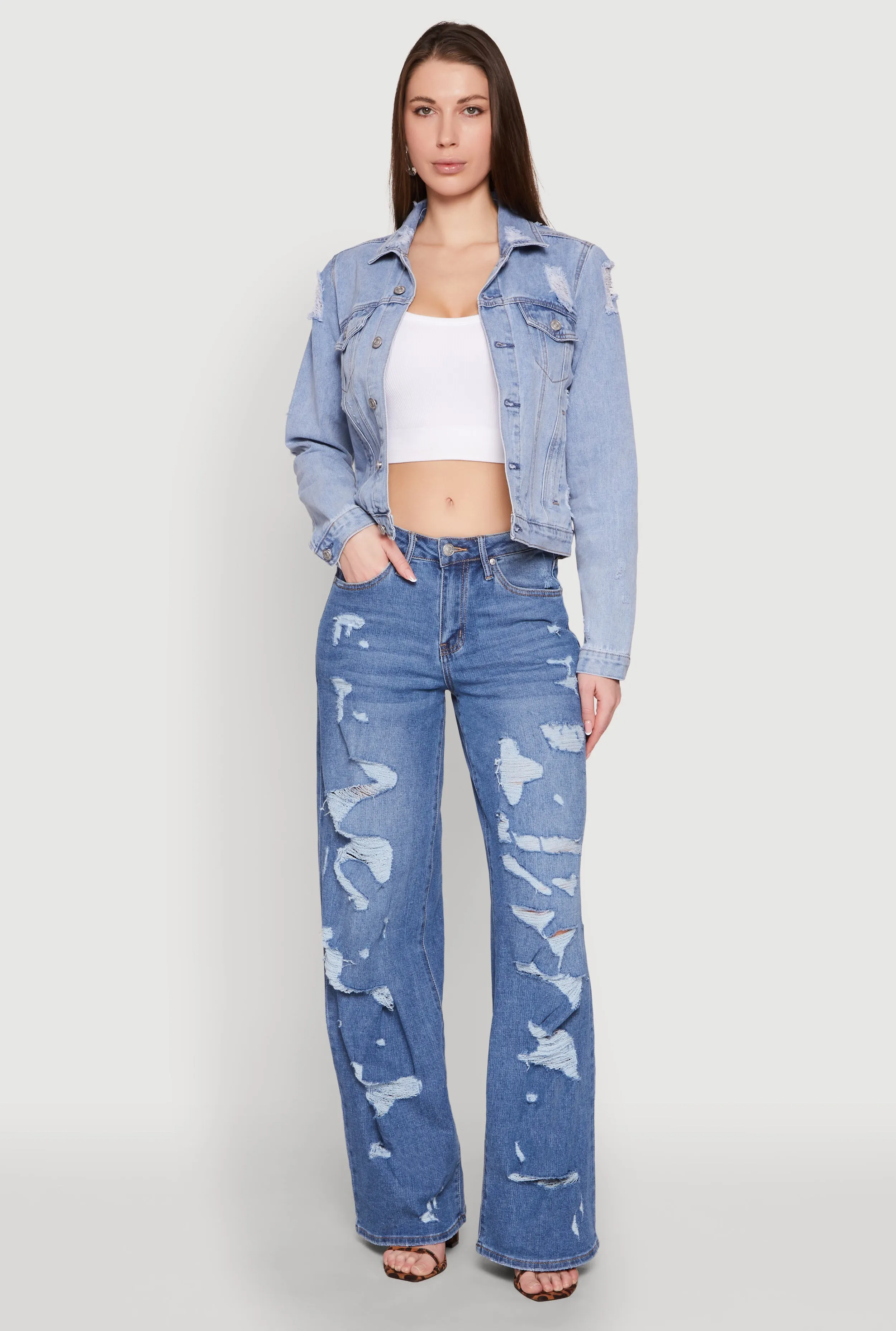 Madden Girl Distressed Straight Leg Jeans Chill Vibe Hidden Rivet Details