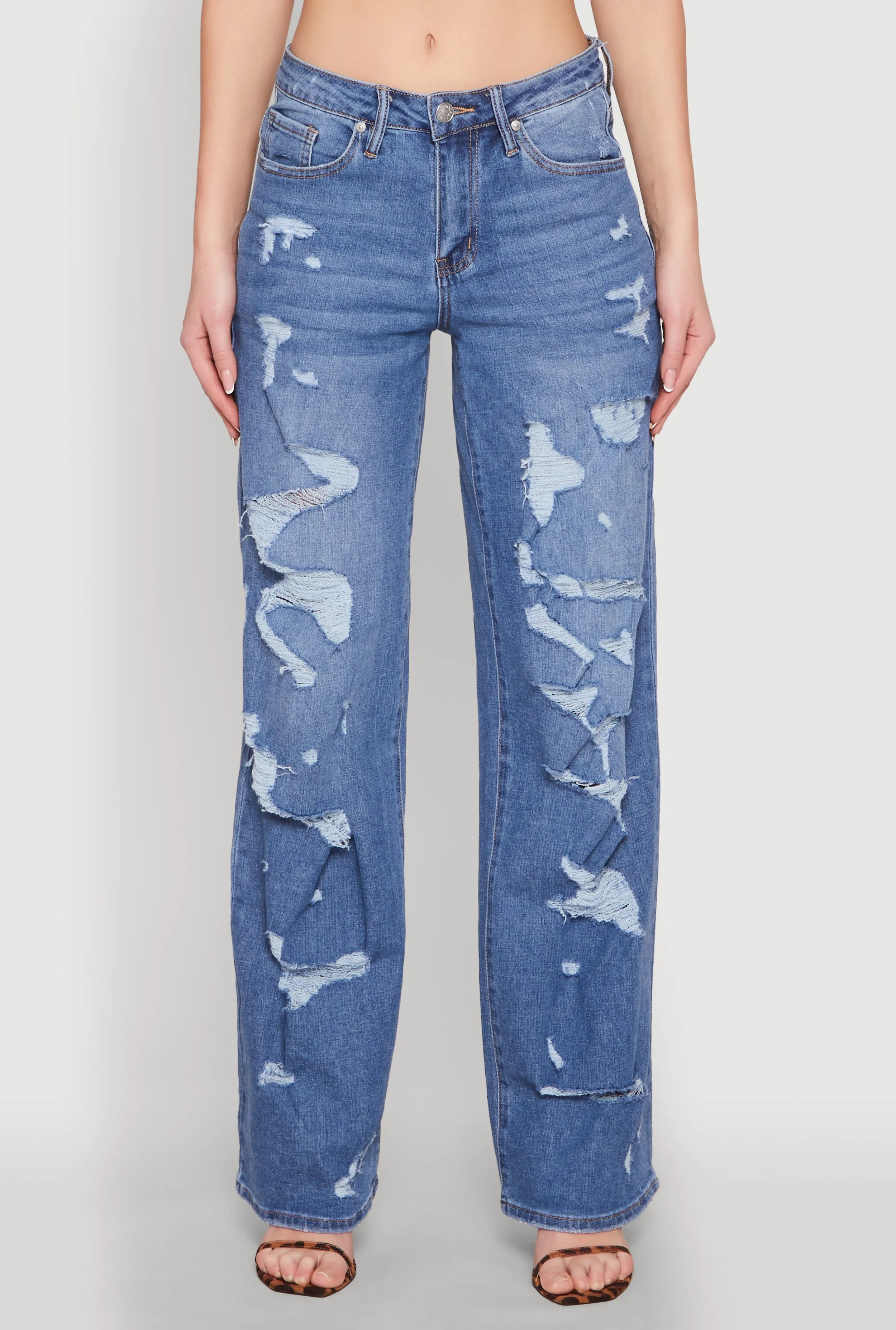 Madden Girl Distressed Straight Leg Jeans Eco Friendly Dye Process Everyday Basic