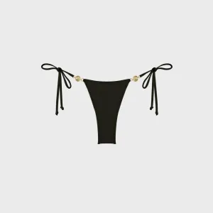Reina Olga Carioca Splash Skimpy Bikini Bottom - Black Lurex Wrinkle Resistant Material