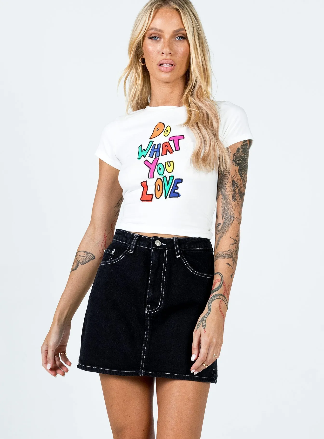 Aswan Constrast Stitch Mini Skirt Black Contemporary Brand Easy Vibe