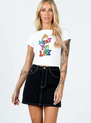 Aswan Constrast Stitch Mini Skirt Black Contemporary Brand Easy Vibe
