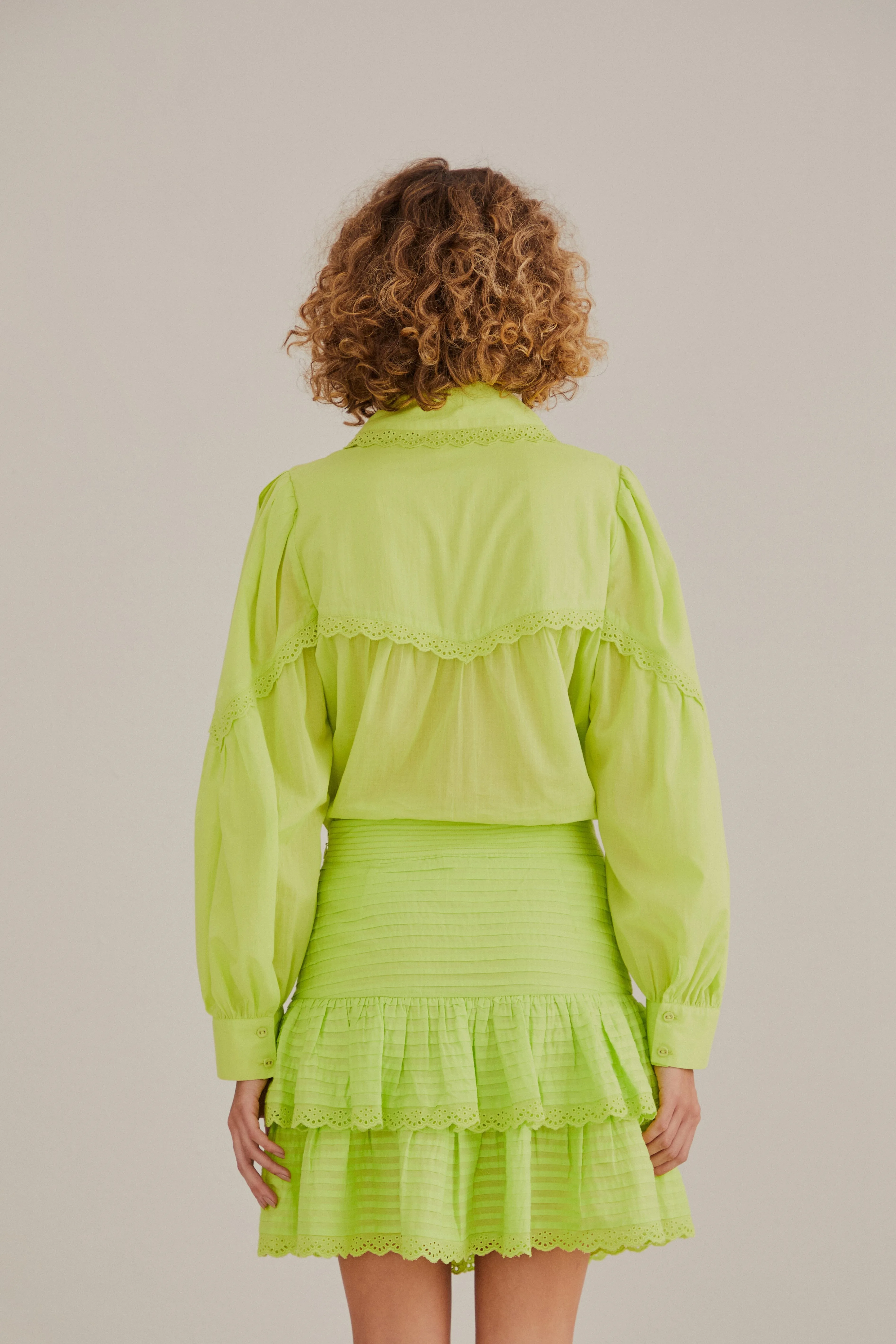 Neon Green Mini Skirt Side Slit
