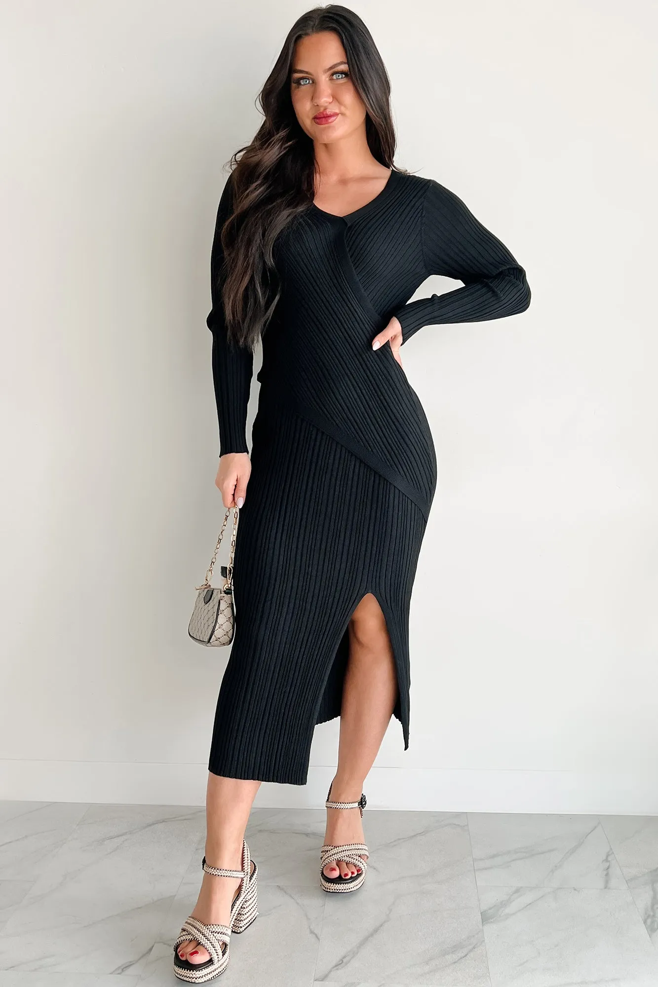 Day-to-evening wear The long length of this dress provides ample coverage while remaining stylish Sunday Brunch Ribbed Long Sleeve Maxi Dress (Black)