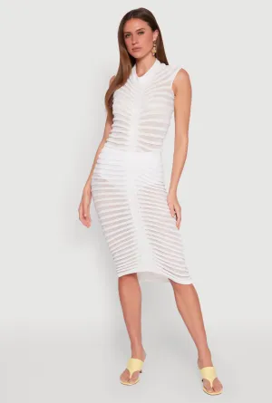 Light and breathable daywear Vintage-inspired knee-length piece Shadow Striped Knit Midi Dress
