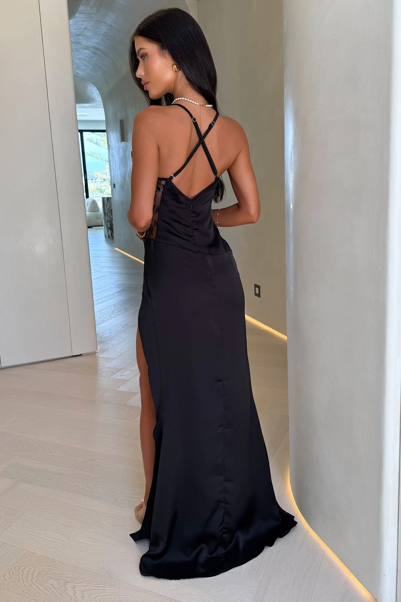 Versatile event attire Sonnet Satin Maxi Dress - Black
