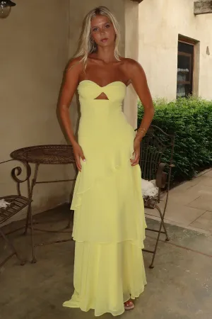 Gretta Strapless Maxi Dress - Yellow Market Lane Bead Glow
