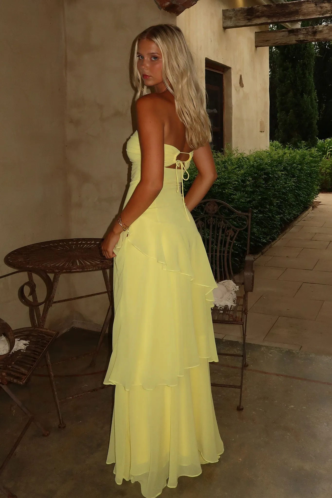 Dye Art Gretta Strapless Maxi Dress - Yellow