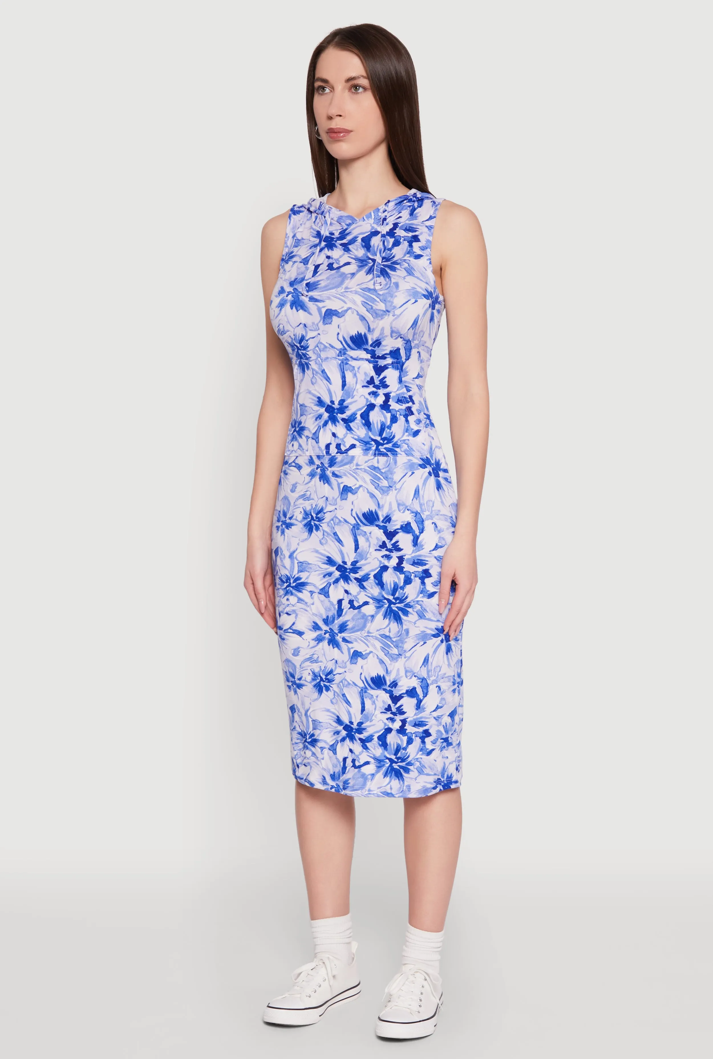 Floral Print Hooded Tank Dress Summer Picnic Opera Hall