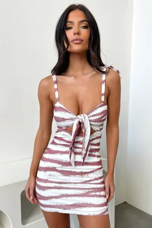 Lorrie Dress - White/Plum Stripe Chic short-length dress Skin Glow