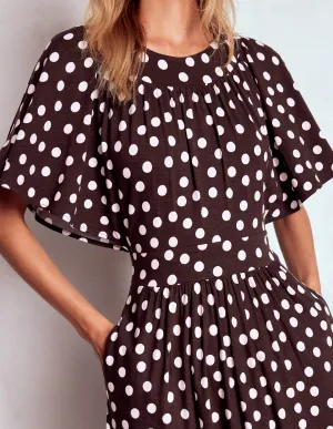 Hemp Soft The soft fabric of this dress ensures all-day comfort without compromising on style Yoke Panel Maxi Dress-Brown Spot