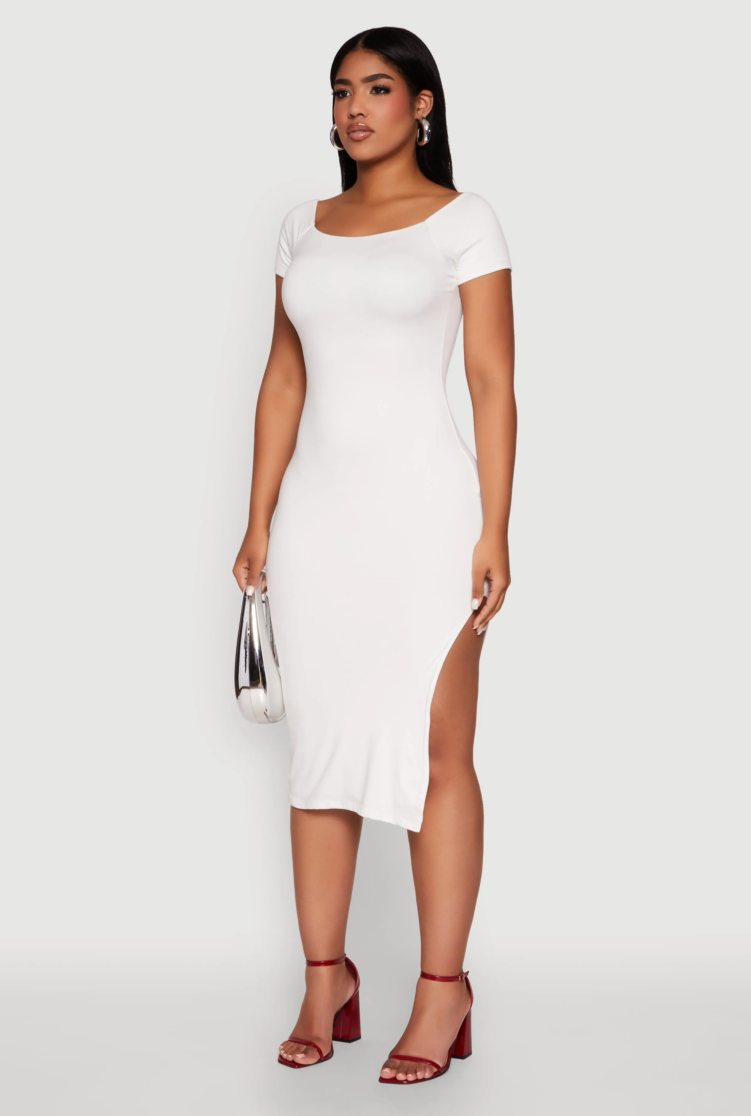 Haute Monde Side Slit Midi Dress Modern Fashion