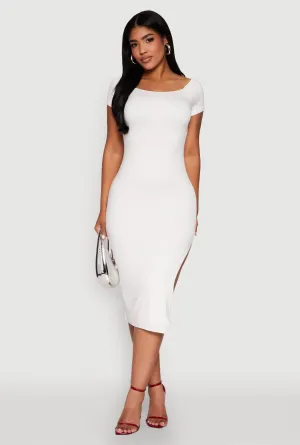 Meadow Bloom Storm Sky Haute Monde Side Slit Midi Dress