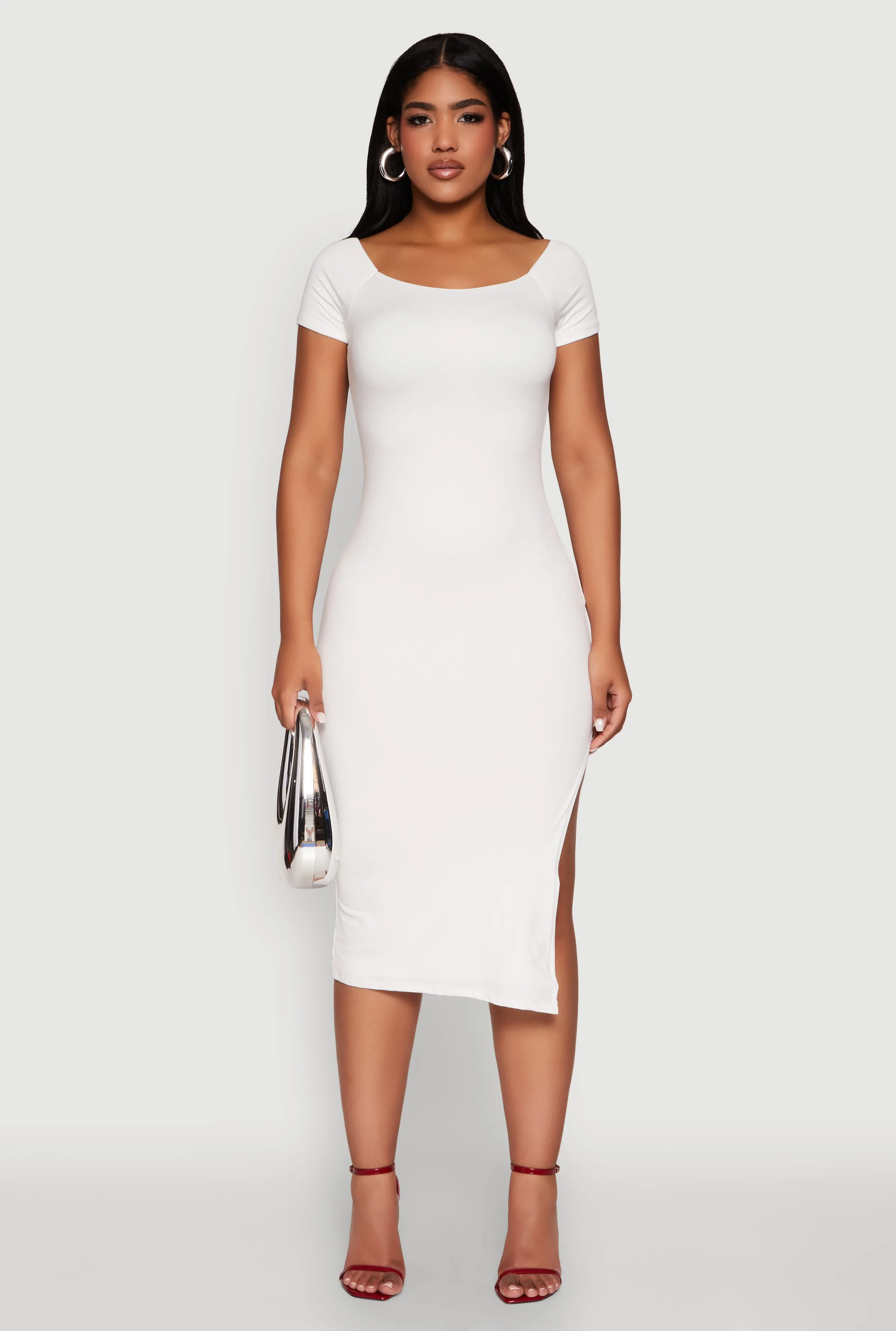 Haute Monde Side Slit Midi Dress Tram Ride