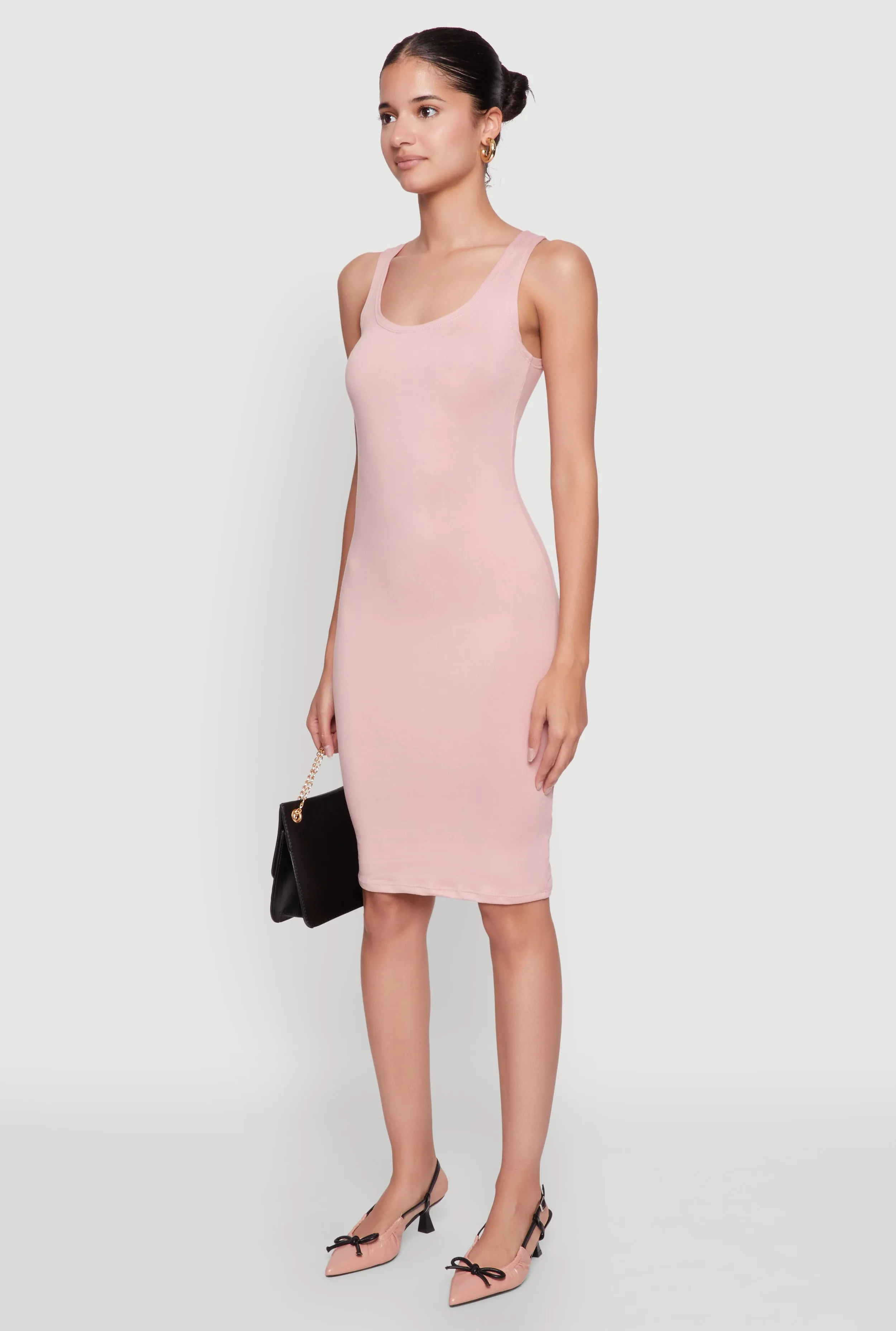 Chic Sleeveless Scoop Neck Midi Tank Dress Casual Comfort City Friendly