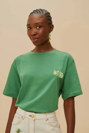 Green Tropical Coconut Organic Cotton Relaxed T-Shirt Loose Fit