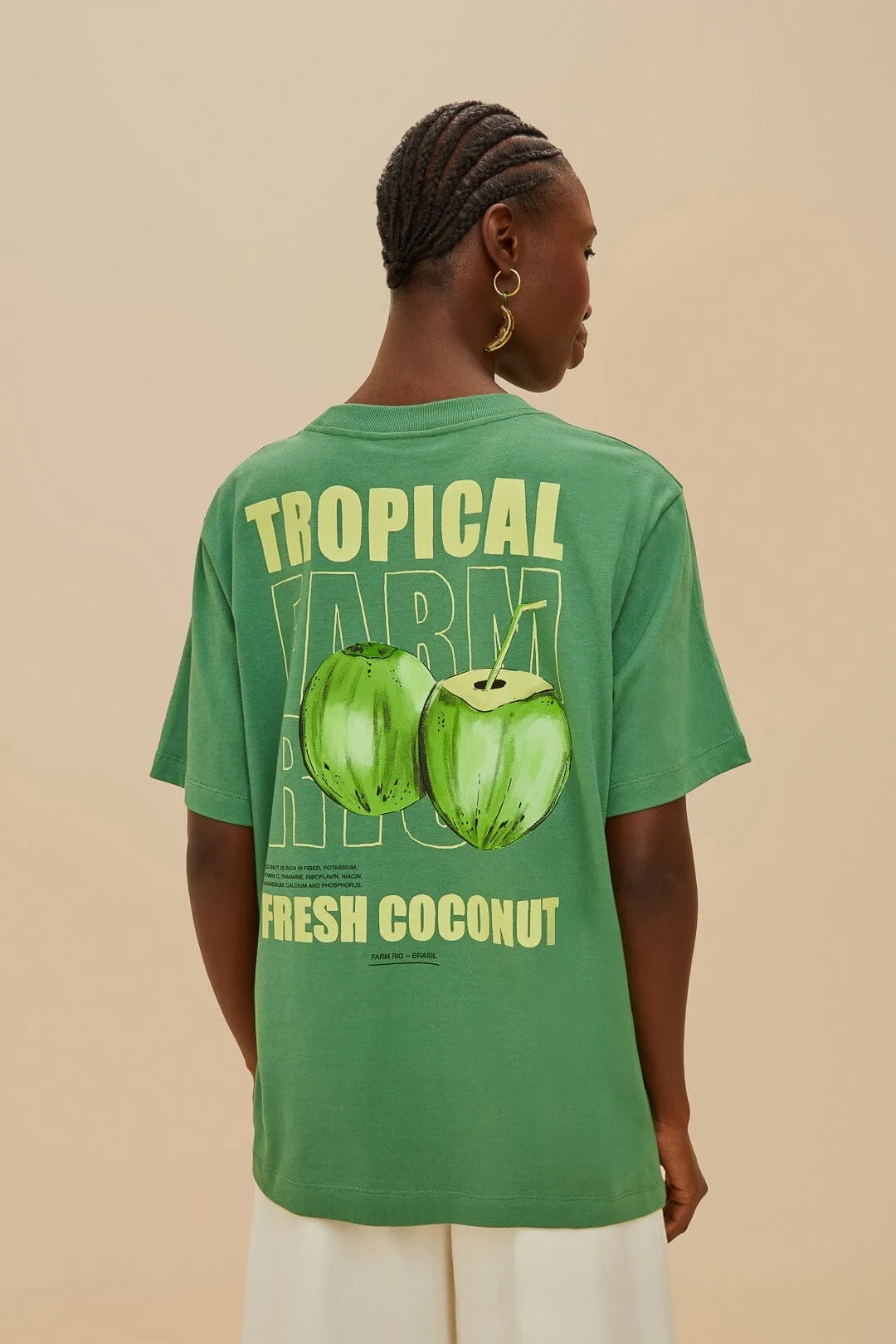 Green Tropical Coconut Organic Cotton Relaxed T-Shirt CompressionEnhanced Fit Cool Frame