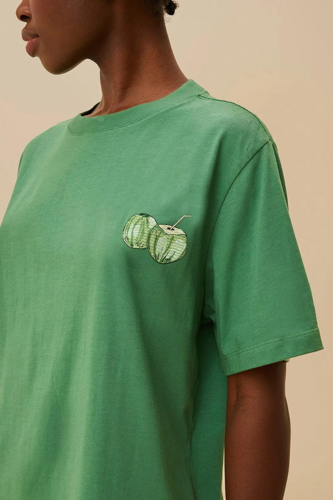 Green Tropical Coconut Organic Cotton Relaxed T-Shirt Fantasy Mood NonChafingEdges