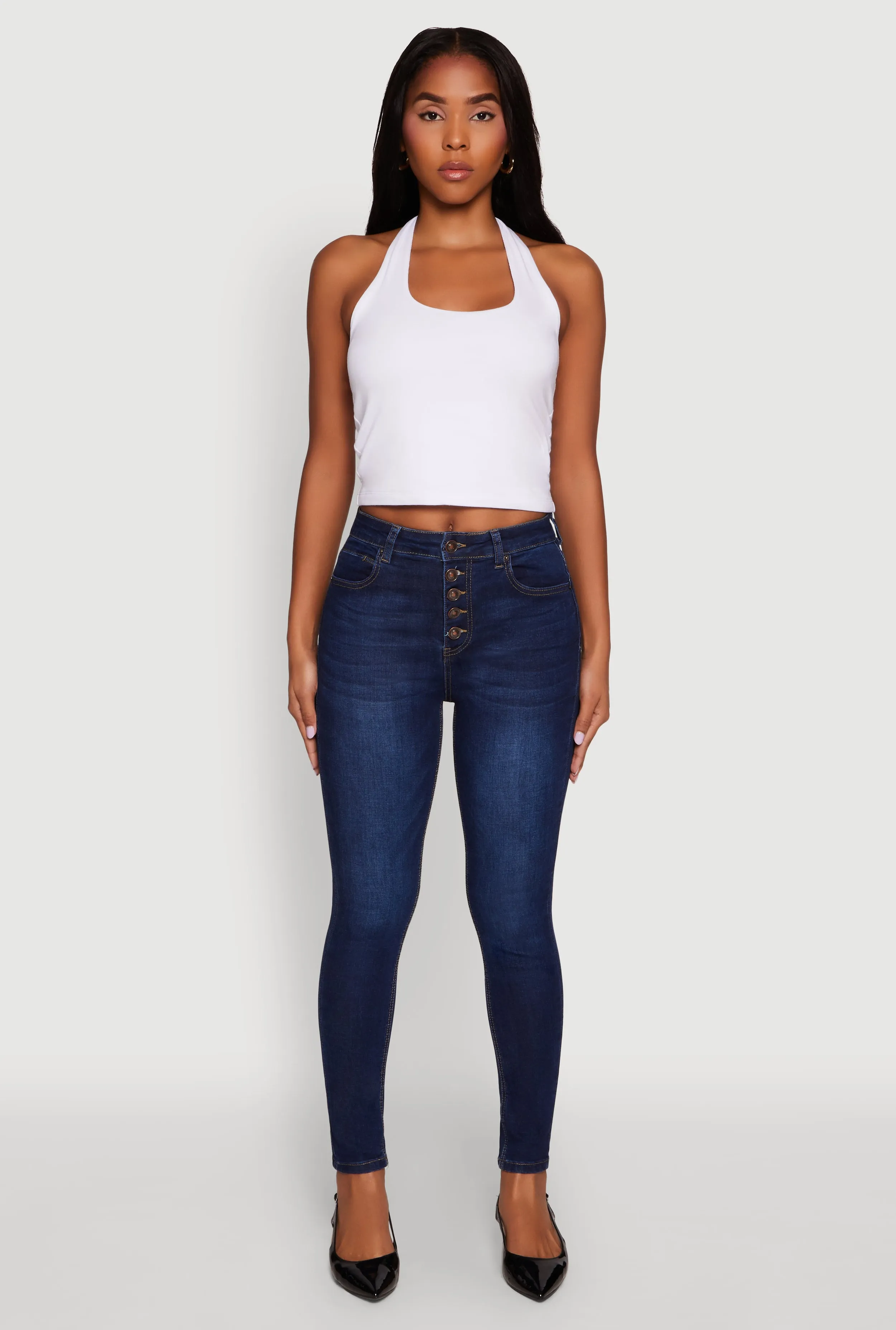 WAX Button Fly Skinny Jeans Functional Fit
