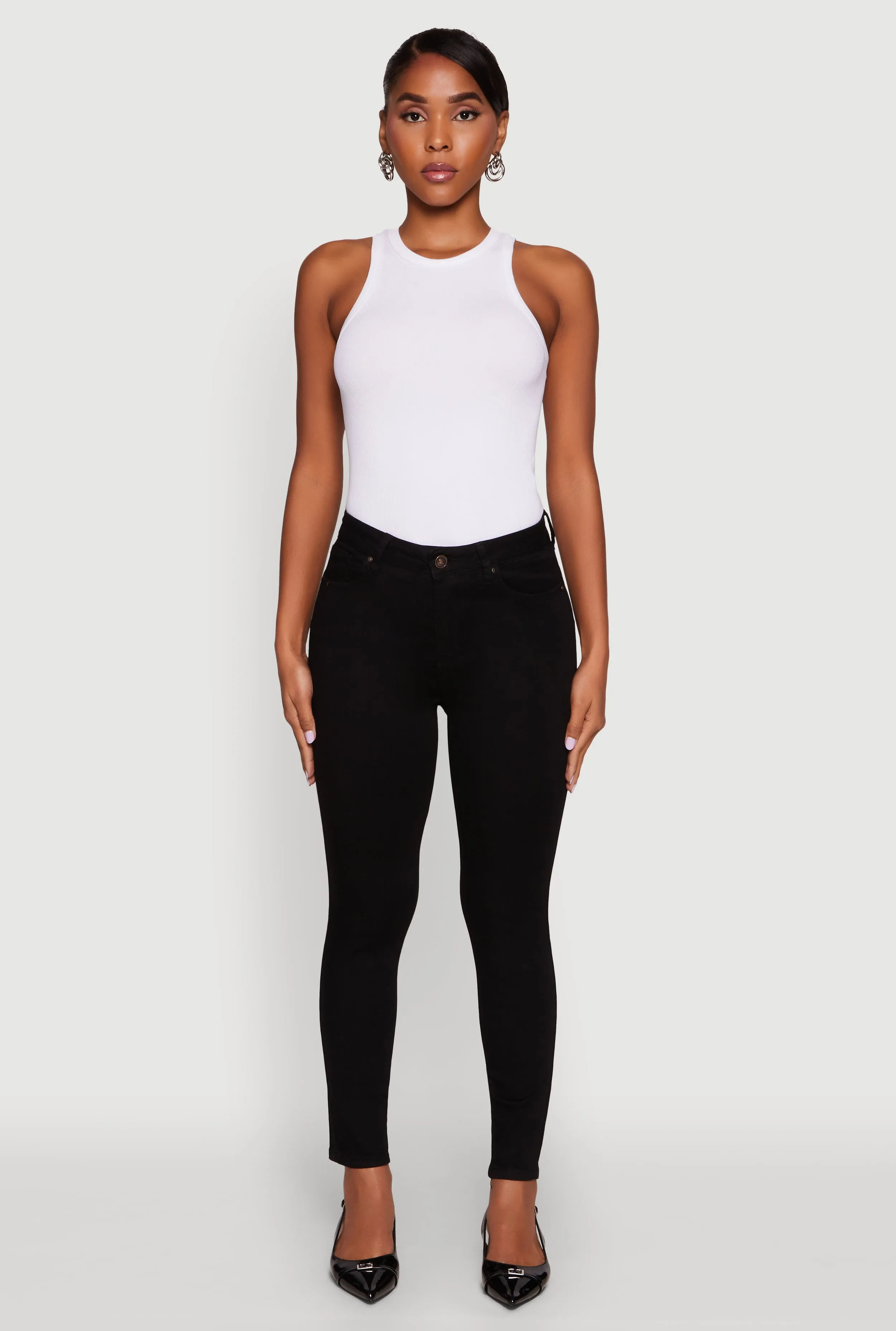 Natural Style Everyday Vibrant WAX Solid High Waisted Skinny Jeans
