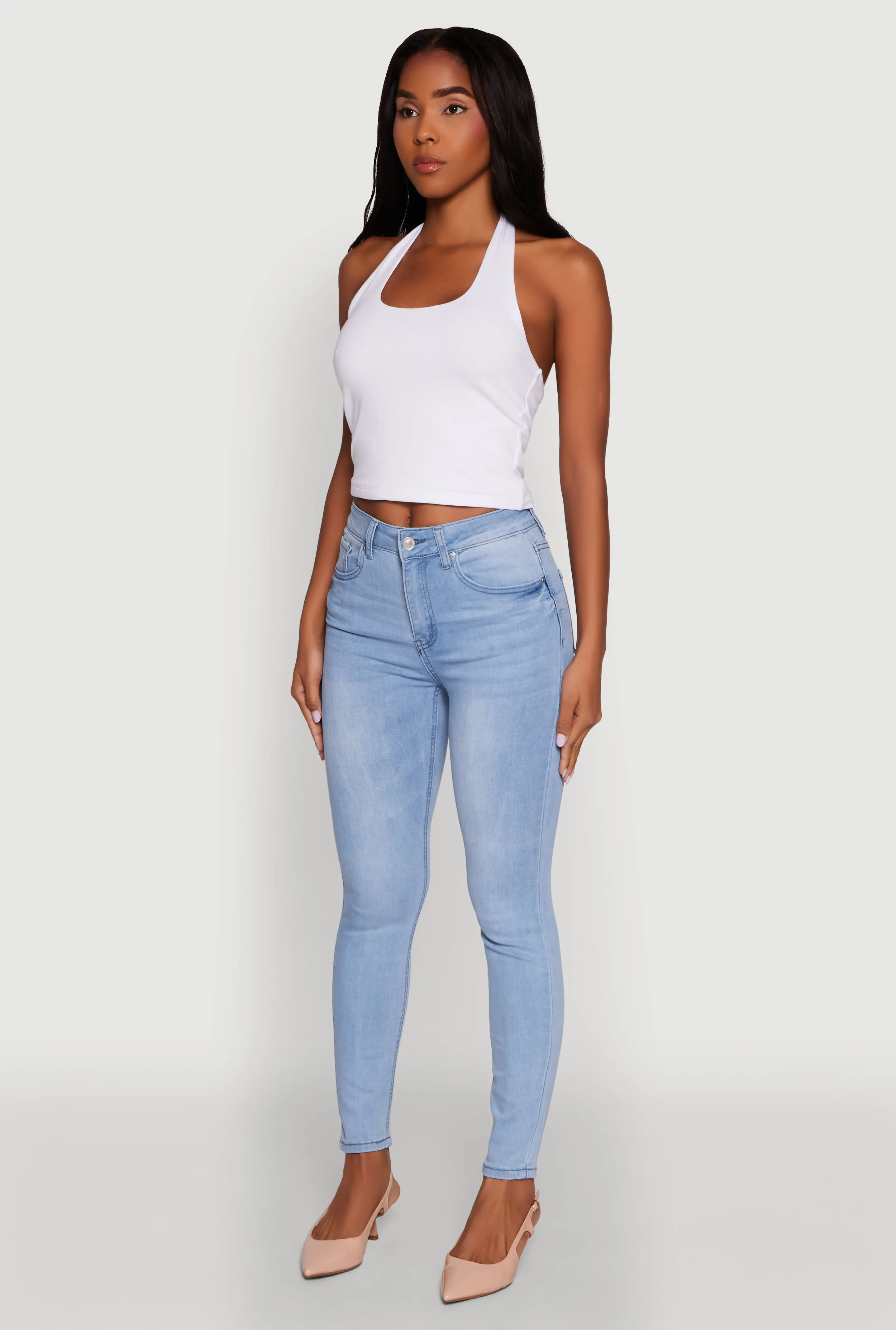 WAX Stretch High Waisted Skinny Ankle Jeans Everyday Layer Abrasion Resistance