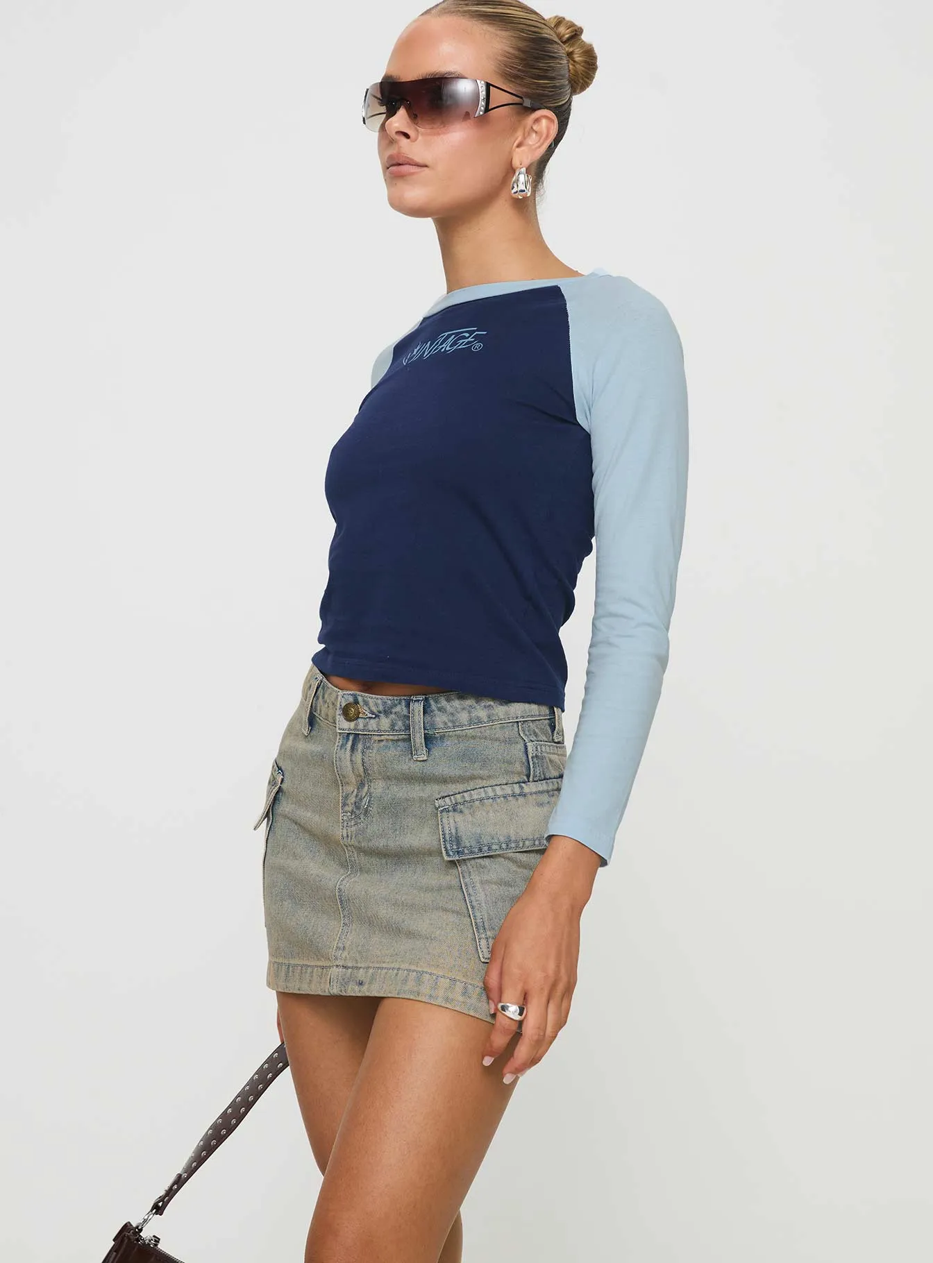 Zakai Cargo Denim Mini Skirt Antique Wash Jewel Tones