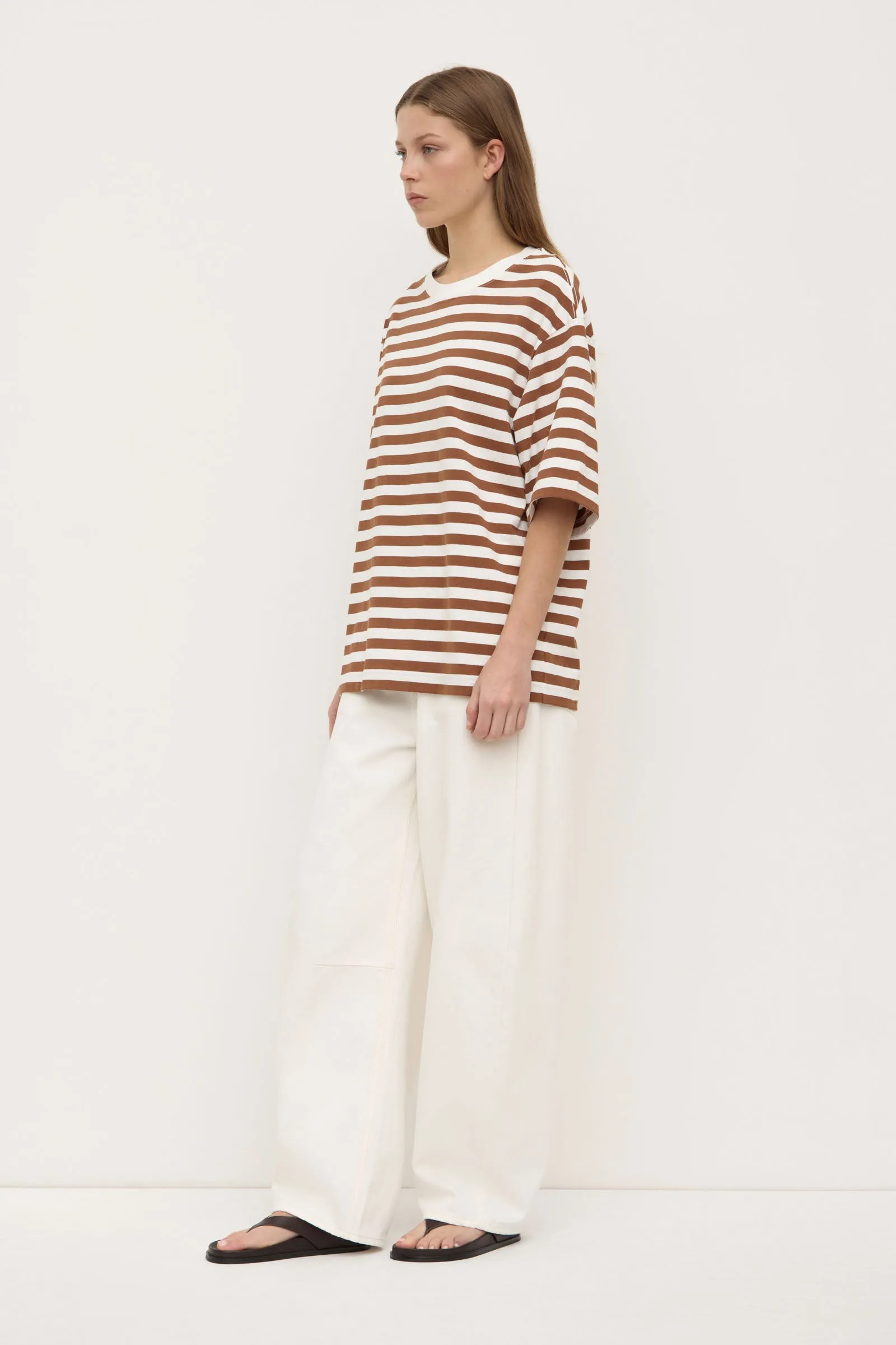 AdjustableHemline HighCollared Design Monte Stripe Tee