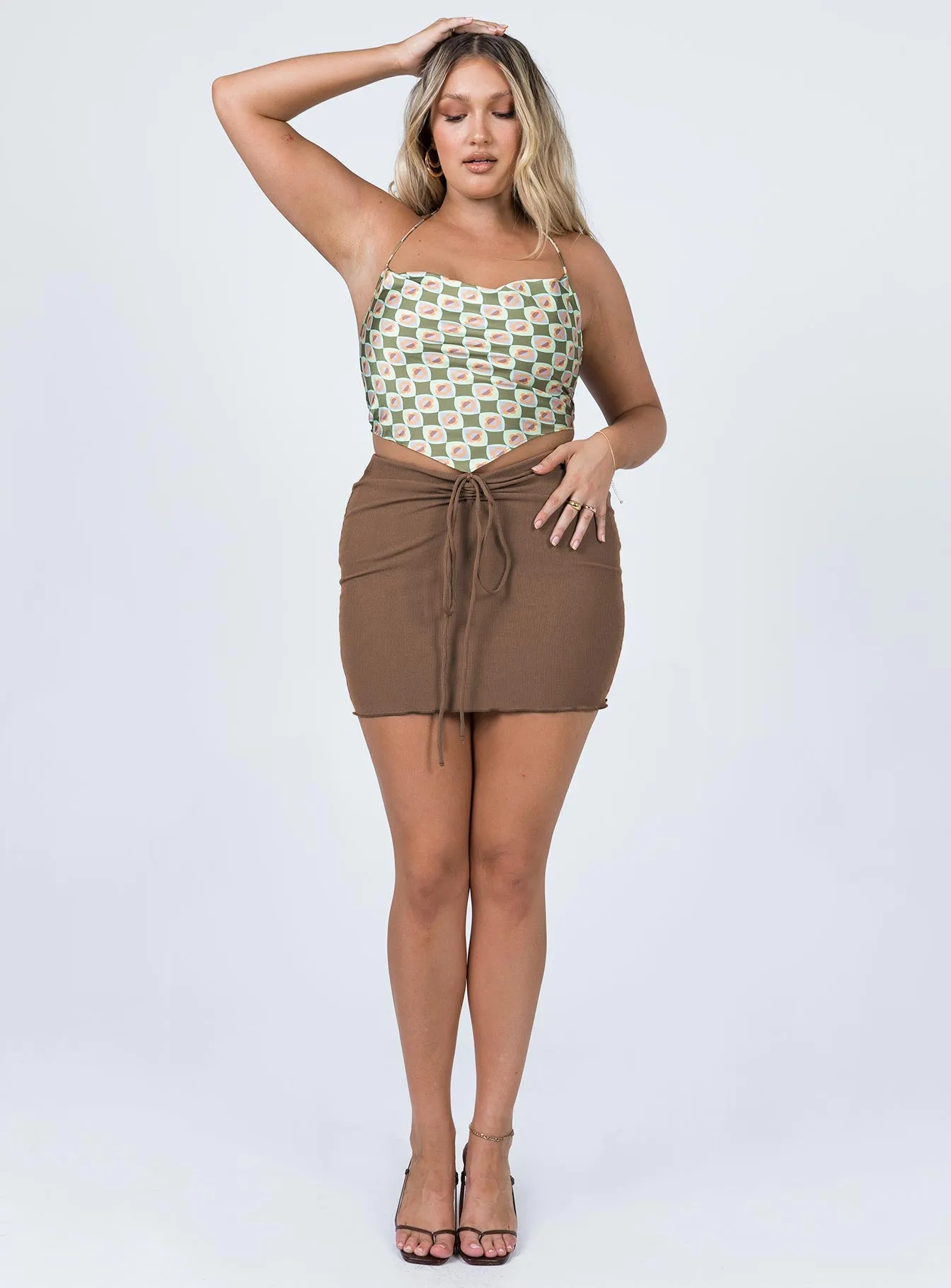 Leandra Mini Skirt Brown Stylish Vibe