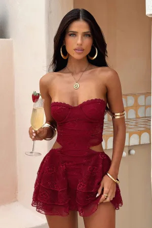 Cozy Fashion Trendy Edge Gisella Dress - Burgundy