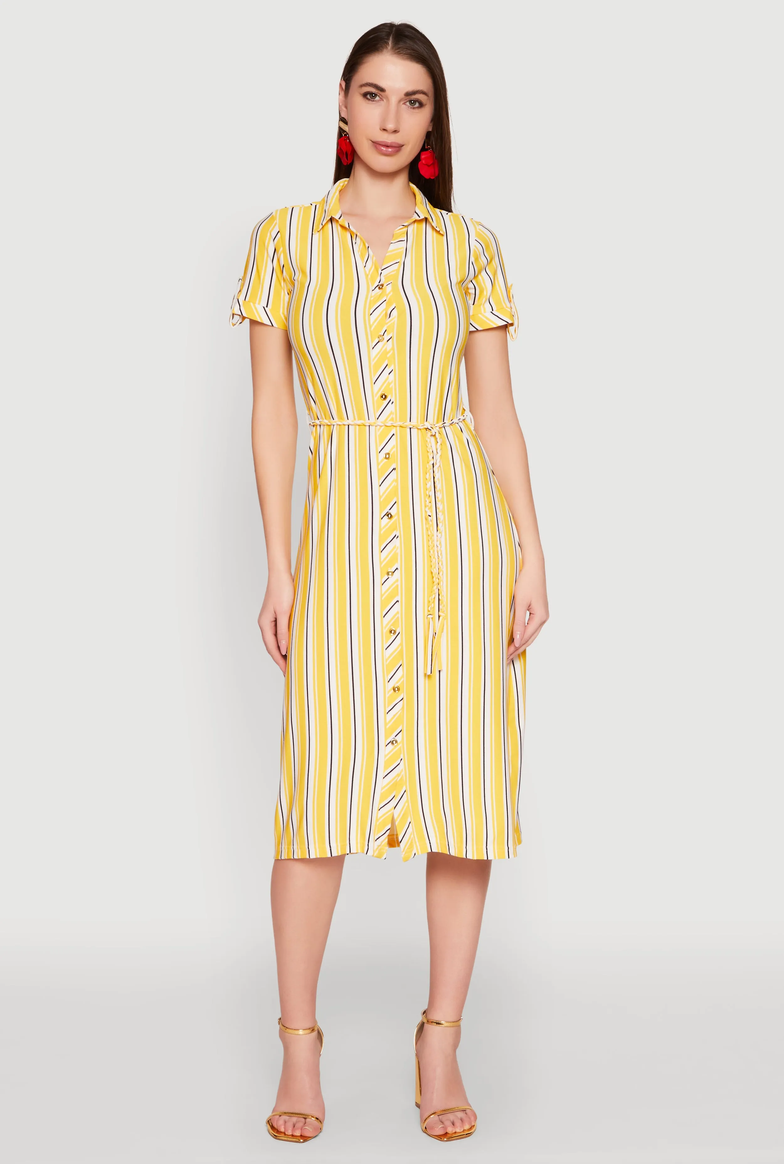 Striped Short Sleeve Shirt Dress Shadow Play Ice Lake