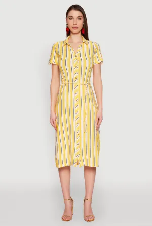 Striped Short Sleeve Shirt Dress Olive Grove Seasonal Essentials