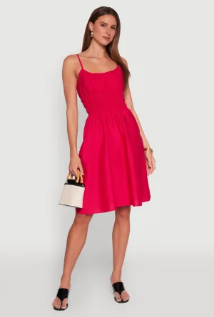 Smocked Waist Poplin Midi Dress Vintage Lover