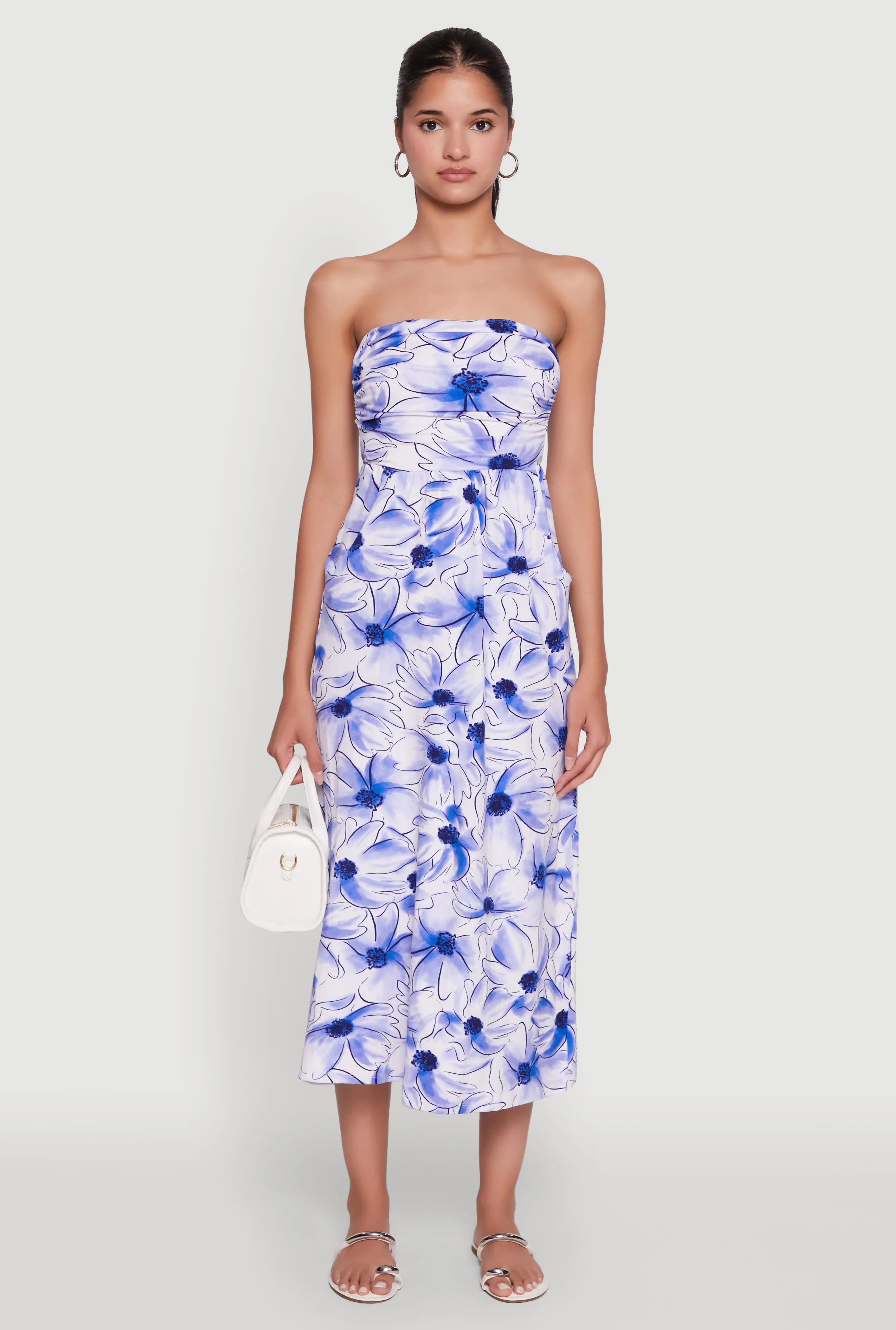 Fashion Statement Scandi Clean Floral Ruched Tube Sundress