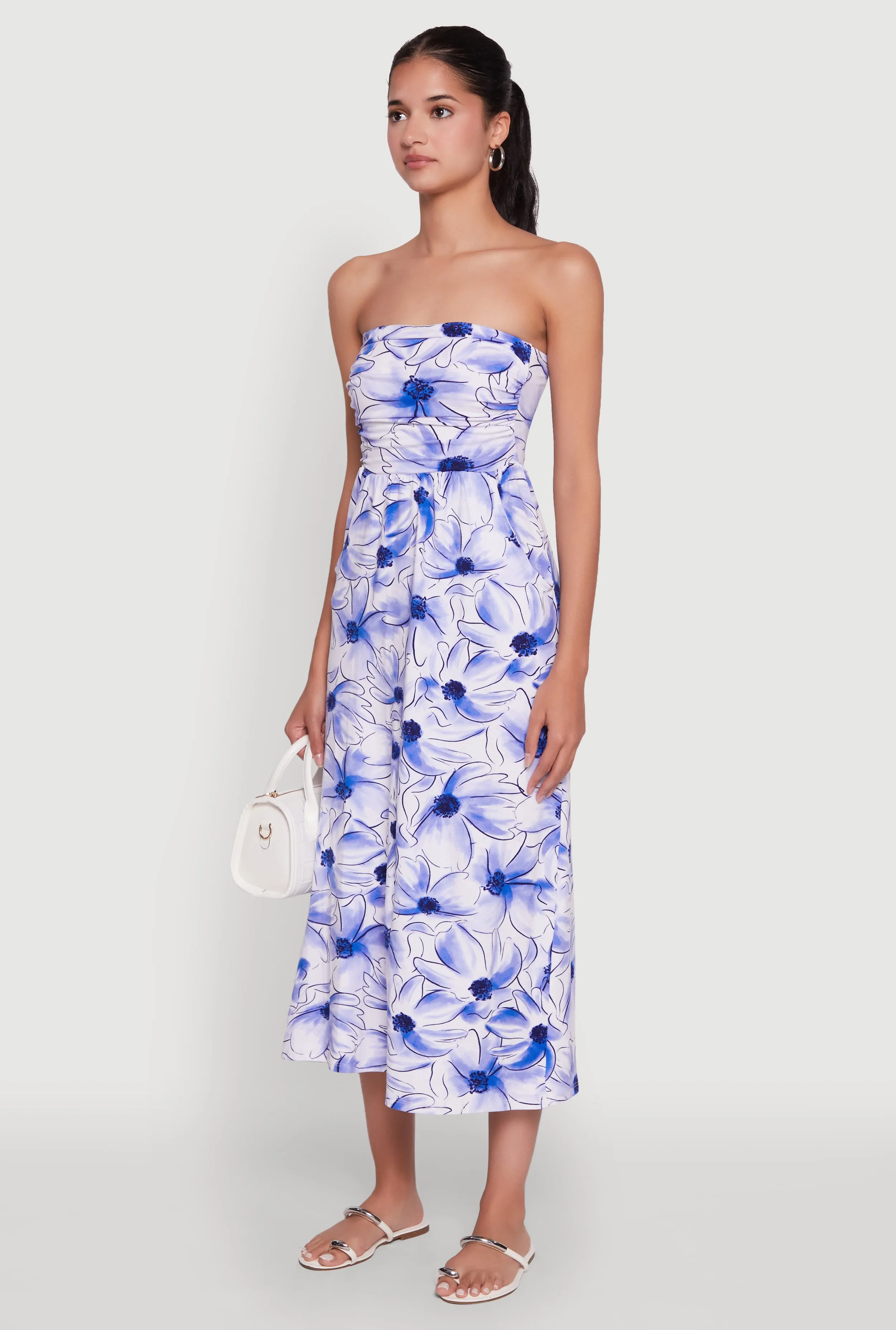 Floral Ruched Tube Sundress Playful and feminine dress