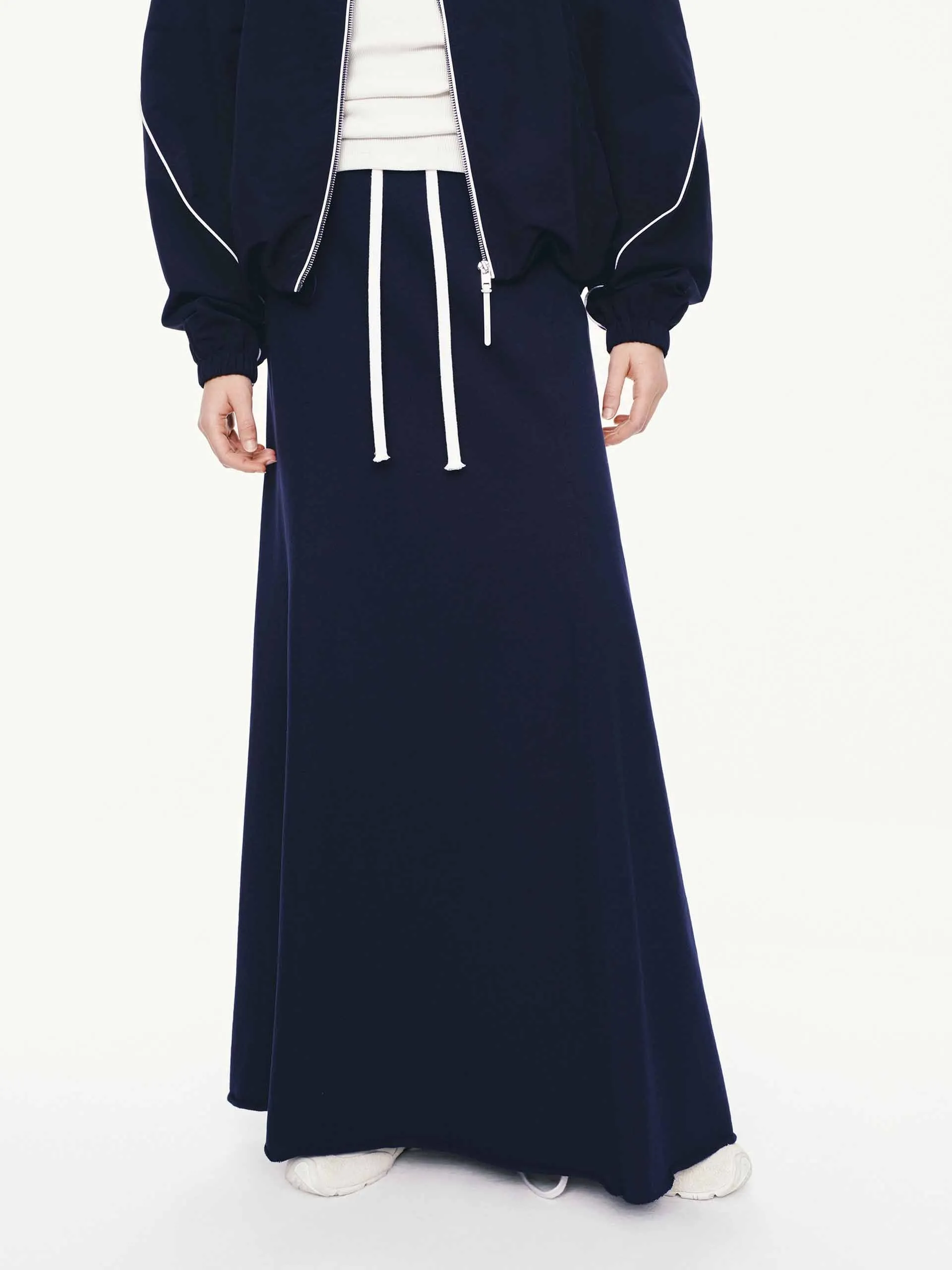 Figure Flattering Tear Resistant Material Raw Hem Drawstring Skirt